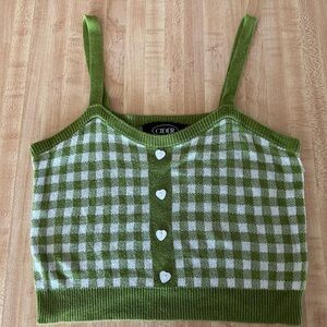 Cider Green Knit Top with Ribbed Trim